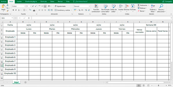 Plantilla De Control Horario Paso A Paso Control Laboral