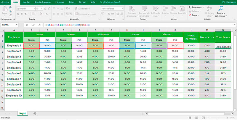 plantillas de hojas de horas en excel