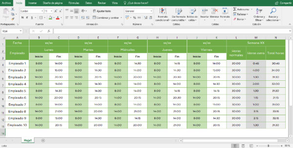 Plantilla control horario 2021 paso a paso Control Laboral