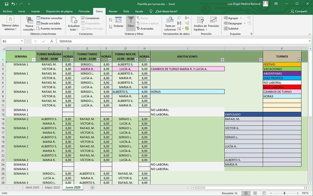 Plantilla para turnos rotativos en 5 pasos Control Laboral