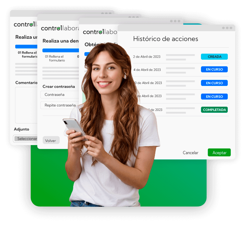 control-laboral-programa-partners-2025 chica realizando registro app control horario