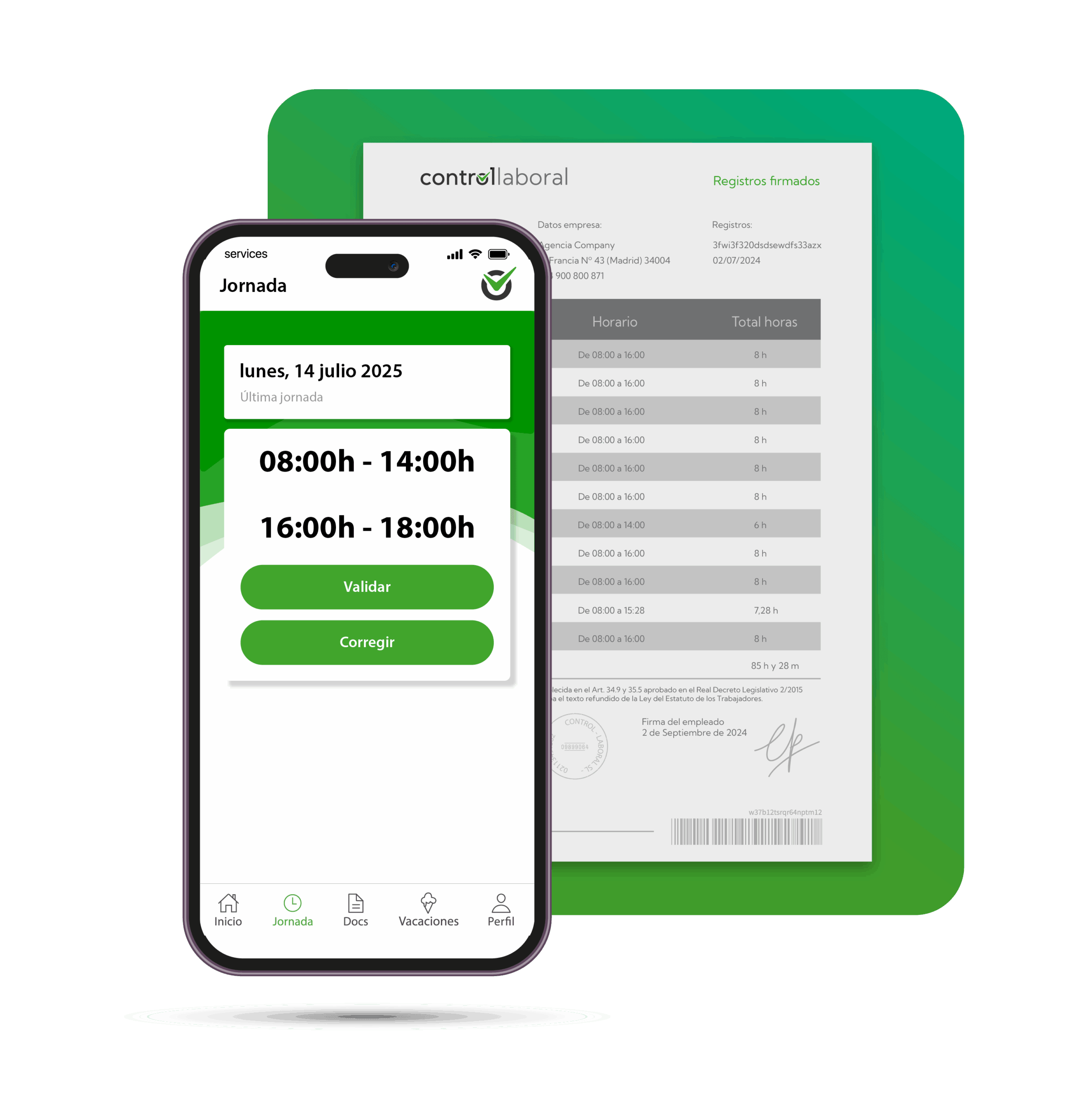 App de registro de la jornada digital en el  móvil