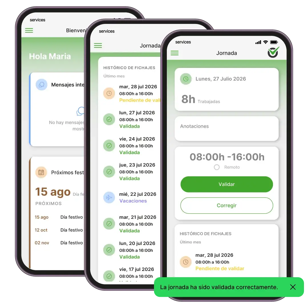 Pantallas con app de control laboral