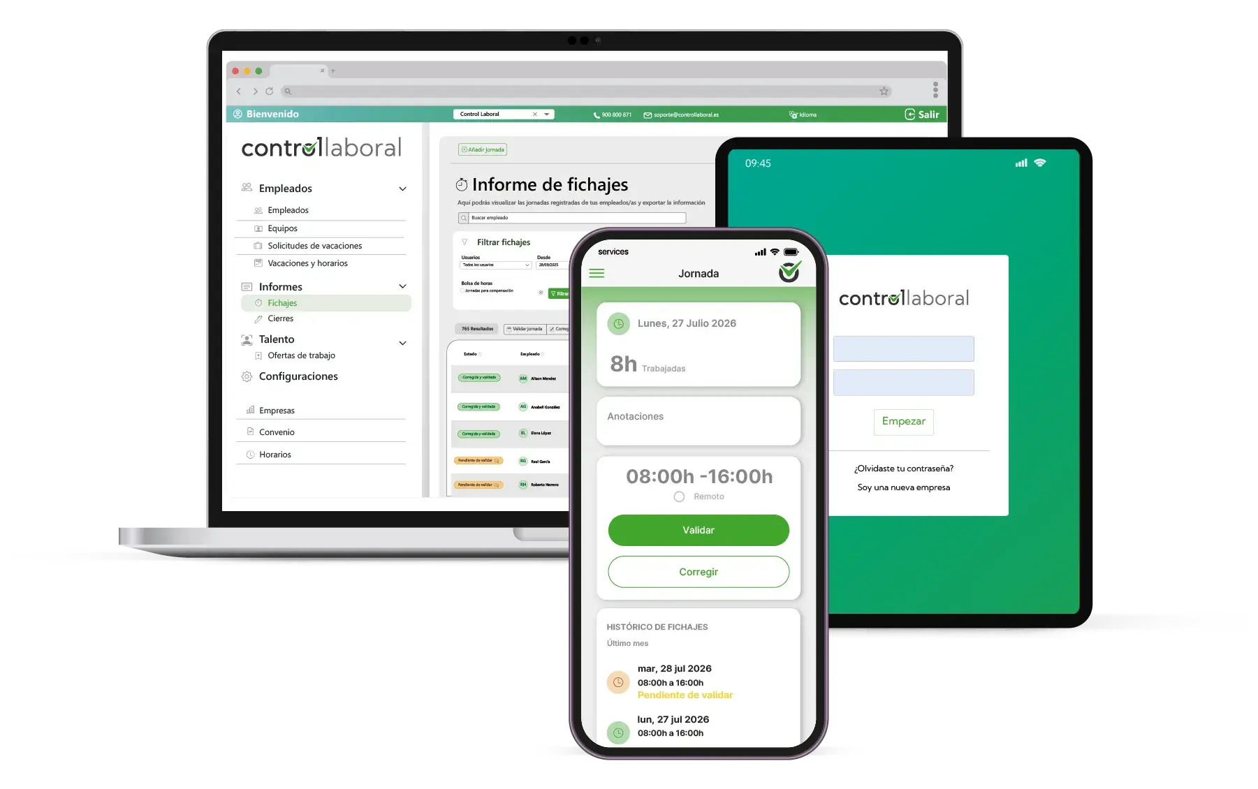 multidispositivos con la app de control horario 