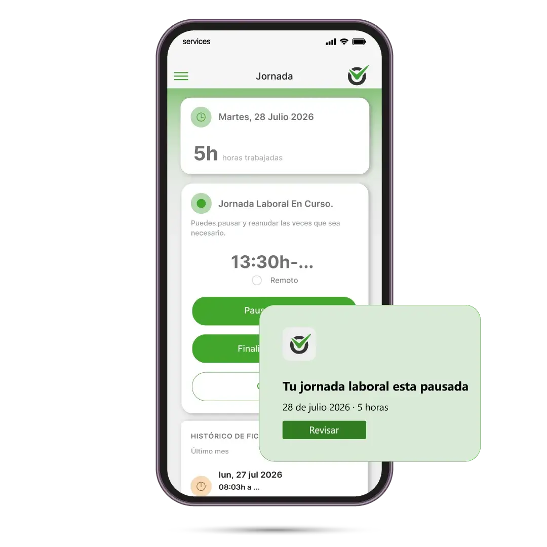 Pantalla móvil con sistema de fichaje