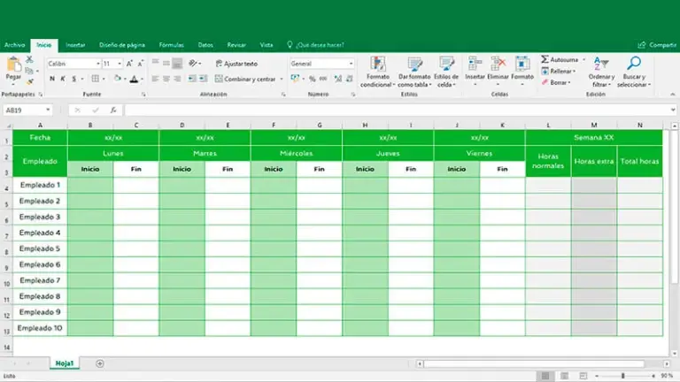 Plantilla de control horario paso a paso 2026